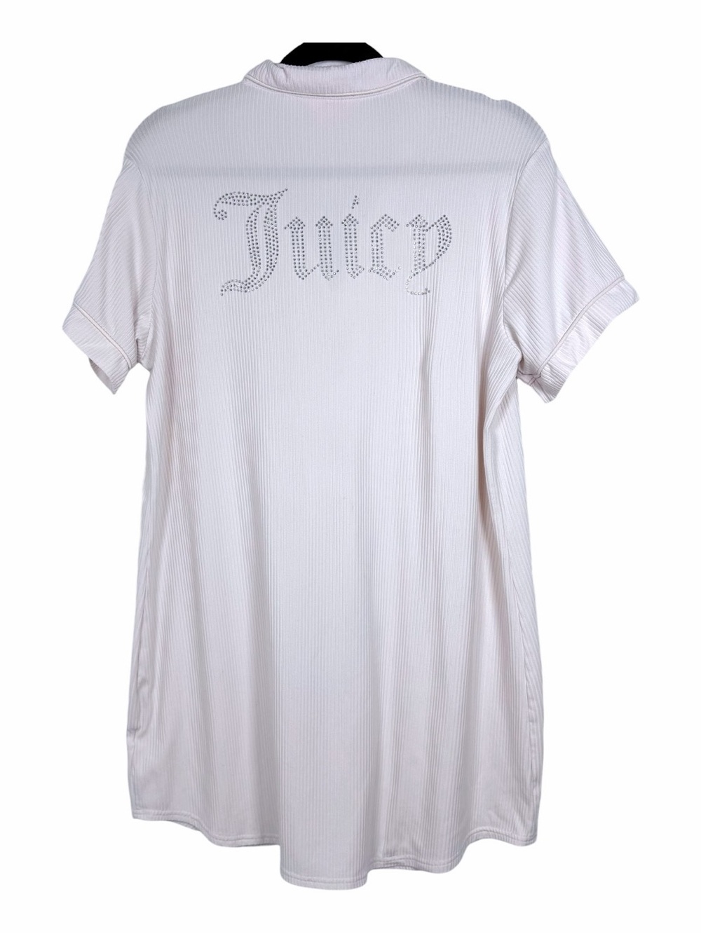 Juicy Couture Pink Ribbed Sleep Shirt Rhinestone Y2K Pajama Large - Picture 5 of 10